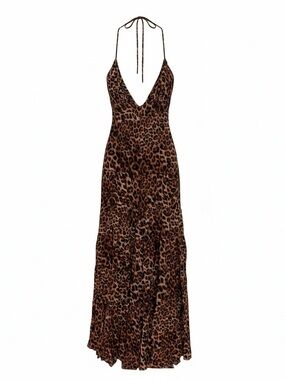 Erika Peña Leopard Print Halter Sahara Jumpsuit and Scarf